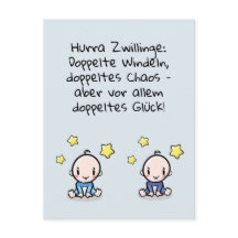 Hurra Zwillinge, Glückwunsch Geburt, 2 Jungs