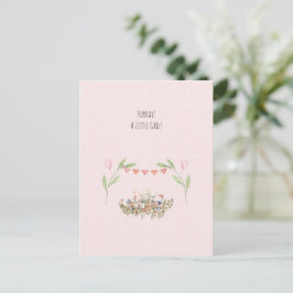 Hurray A Little Girl Cute Mouse With Flowers Card Postkarte