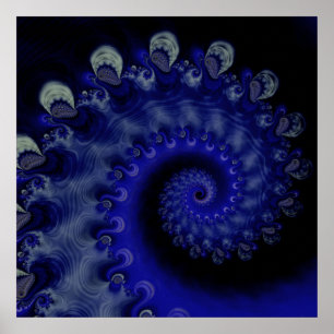 "Hurricane" Blauer Swirl Fraktal Poster