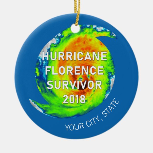 HURRICANE FLORENCE ÜBERLEBEN | Stadt und Staat Keramik Ornament (Vorne)