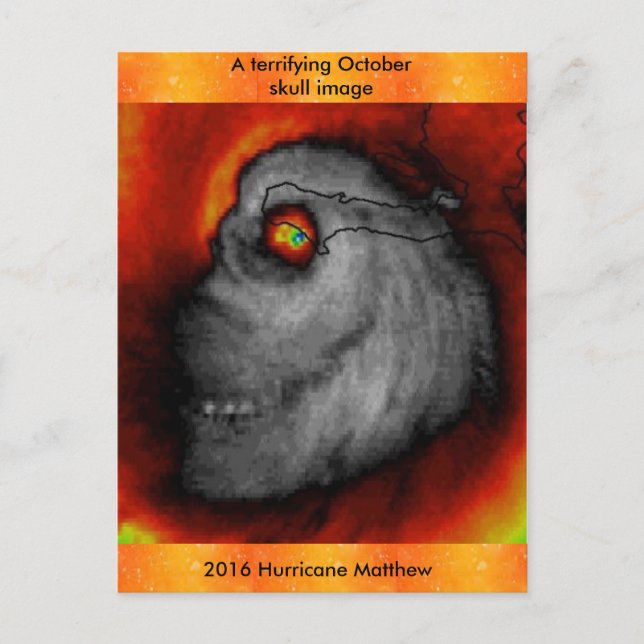 Hurricane Matthew Skull-Bildpostkarte Postkarte (Vorderseite)