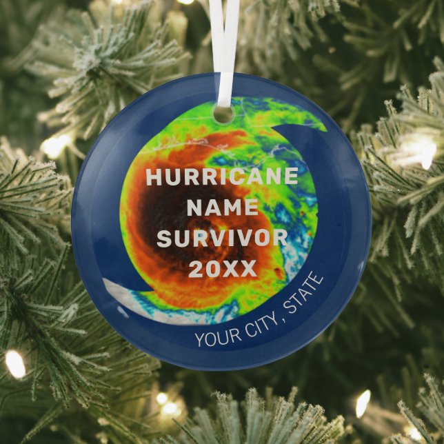 HURRICANE ÜBERLEBENSBEZEICHNUNG Personalisiert Ornament Aus Glas (InSitu)
