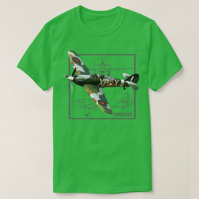 Hurrikan British WW2 Fighter Flugzeug T-Shirt (Design vorne)