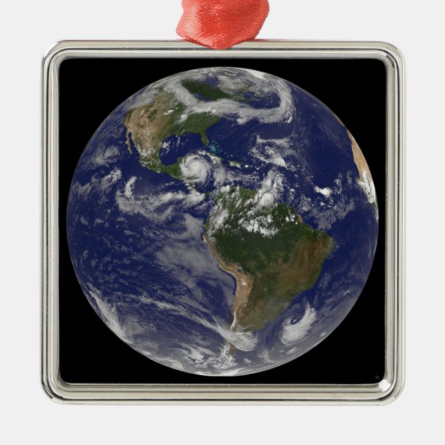 Hurrikan Dean nähert Yucatan Halbinsel Silbernes Ornament (Vorne)