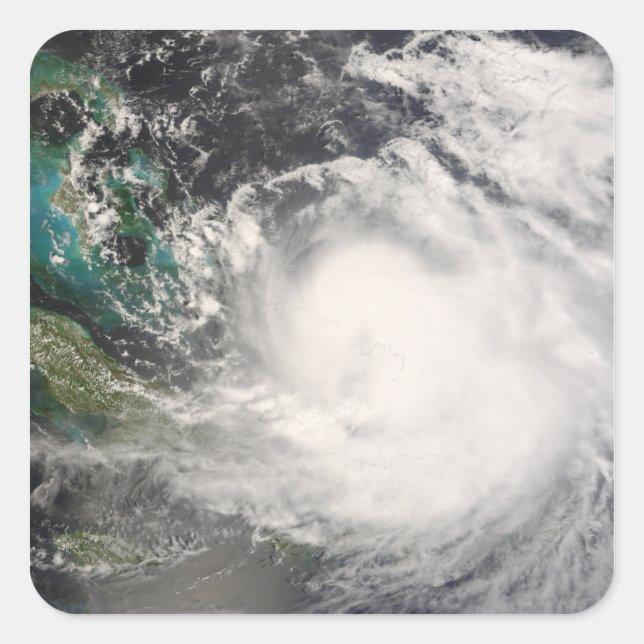 Hurrikan Hanna über den Bahamas Quadratischer Aufkleber (Vorderseite)