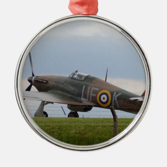 Hurrikan Hawker Drei Viertel Sicht Ornament Aus Metall (Vorne)