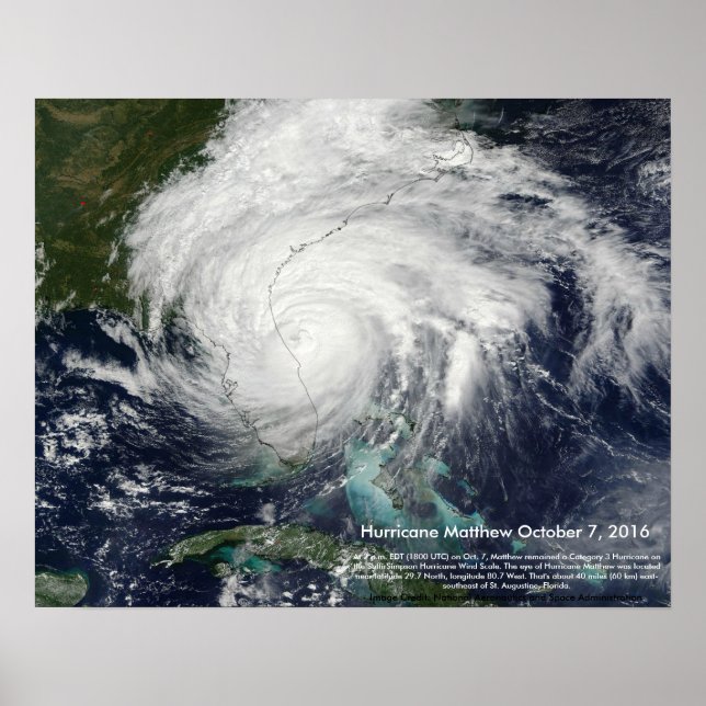 Hurrikan Matthew Satellitenbild von St. Augustine Poster (Vorne)
