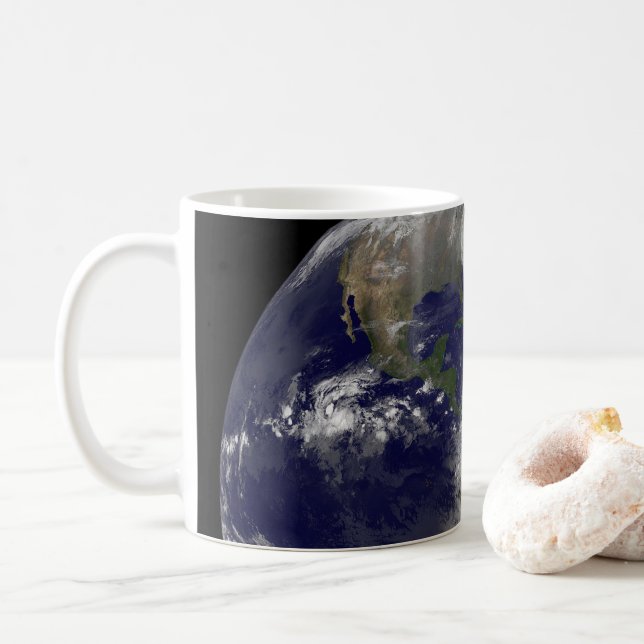 Hurrikan Sandy an der Ostküste der USA. Kaffeetasse (Mit Donut)