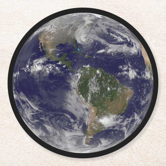 Hurrikan Sandy an der Ostküste der USA. Runder Pappuntersetzer (Vorderseite)