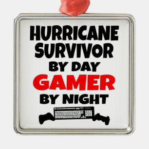 Hurrikan Survivor Gamer Silbernes Ornament