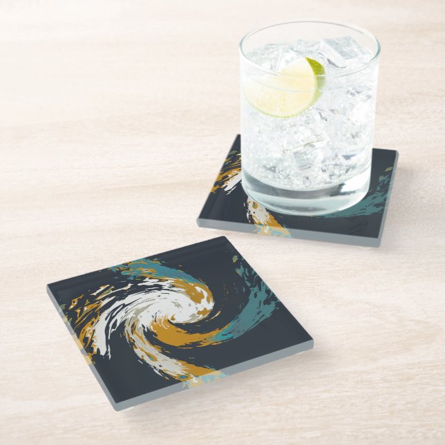 Hurrikan Twirl Glasuntersetzer (Schrägansicht)