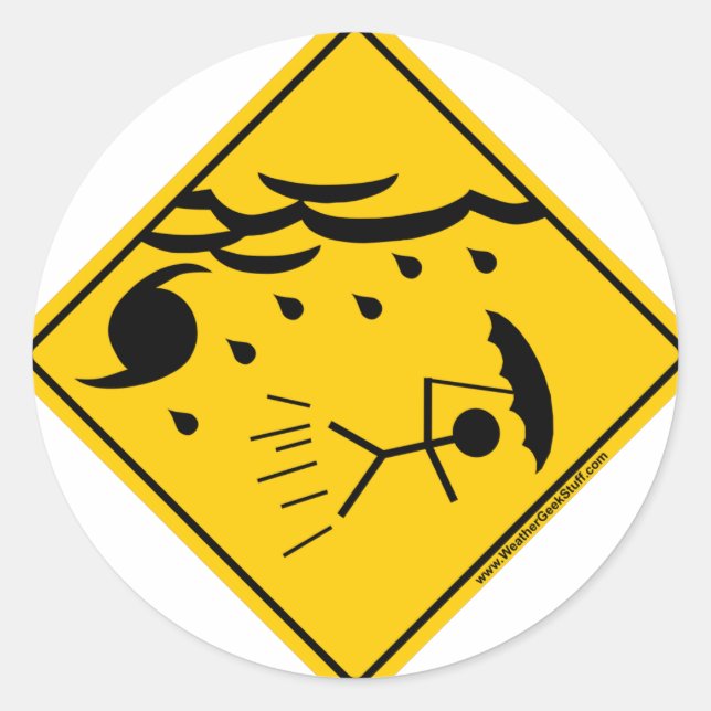 Hurrikan Wetterwarnung und Kleidung Runder Aufkleber (Vorderseite)