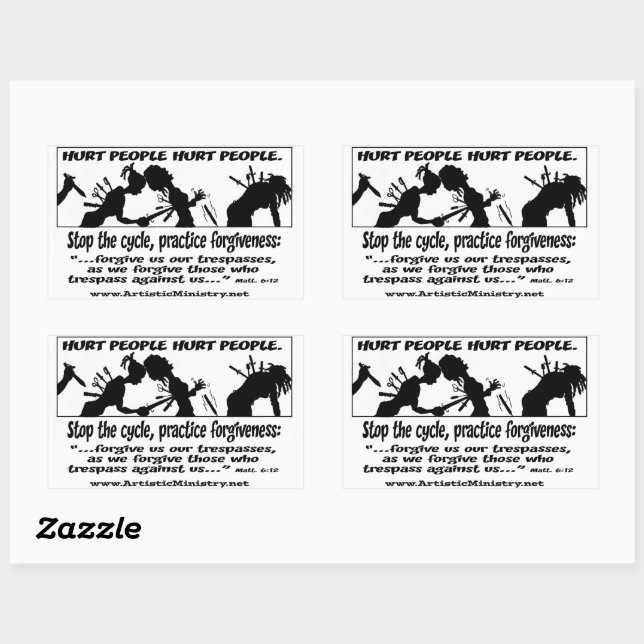 Hurt People verletzt Menschen weiß, Rechteck Aufkl Rechteckiger Aufkleber (Blatt)