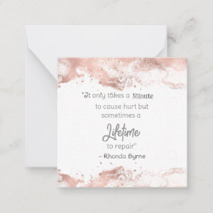 *~ Hurt Rose Gold Glitzer Zitat AP62 Note Card Mitteilungskarte