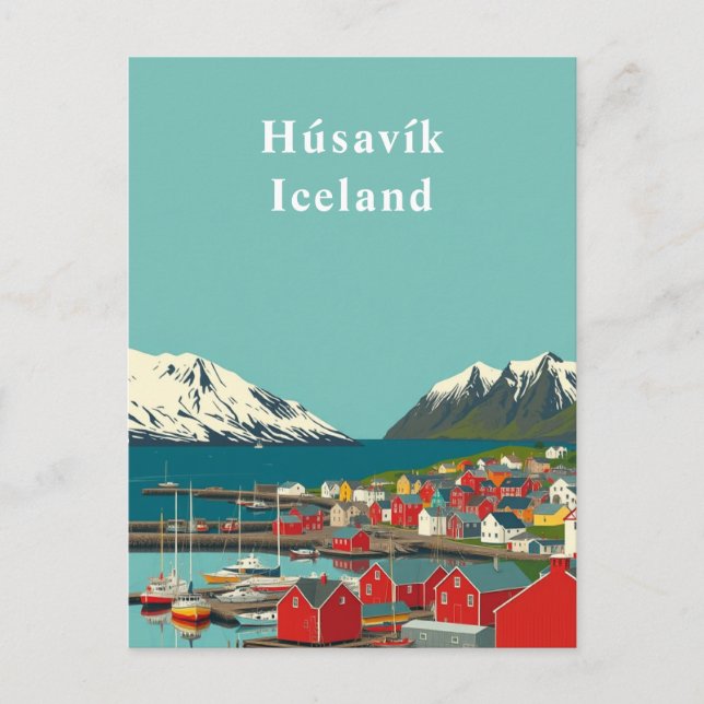 Húsavík, Island Art Town Art Postkarte (Vorderseite)