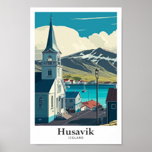 Husavik Island Art Vintage Poster