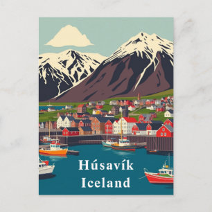 Húsavík, Island Boots Kunst Postkarte