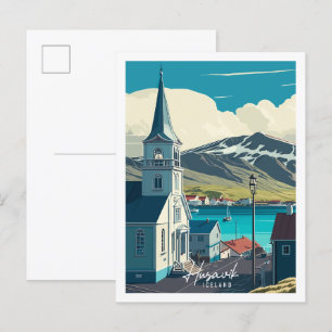 Husavik Island vintage Reiseillustration Postkarte
