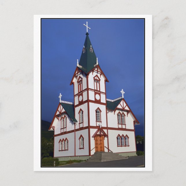 Husavik Lutheran Church, Island. Postkarte (Vorderseite)
