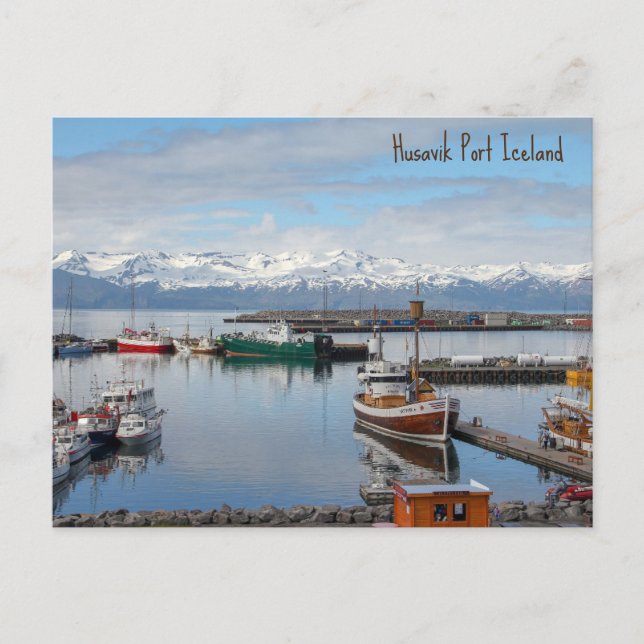 Husavik Port Island Feiertagspostkarte (Vorderseite)