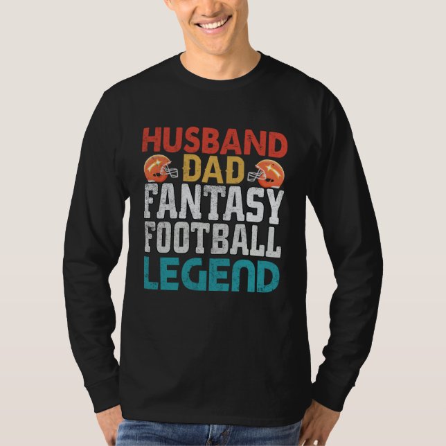 Husband Dad Fantasy Football Legend Men Retro T-Shirt (Vorderseite)