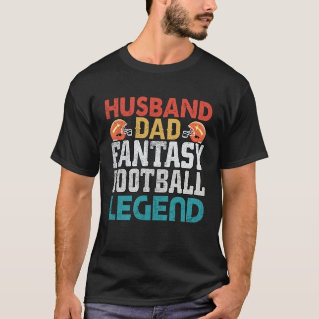 Husband Dad Fantasy Football Legend Men Retro T-Shirt (Vorderseite)