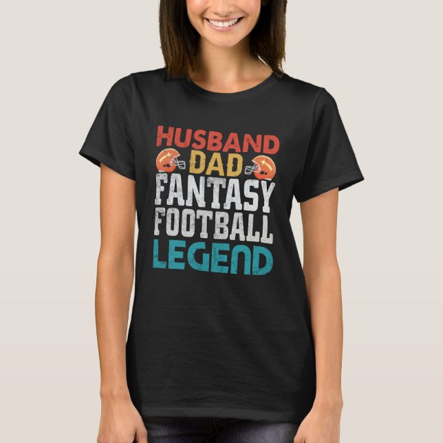 Husband Dad Fantasy Football Legend Men Retro T-Shirt (Vorderseite)