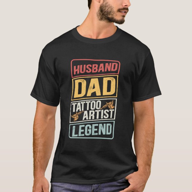 Husband Dad Tattoo Legend Father'S Day T-Shirt (Vorderseite)