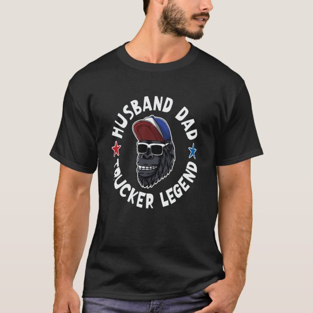 Husband Dad Trucker Legend Father's Day Gorilla Tr T-Shirt (Vorderseite)