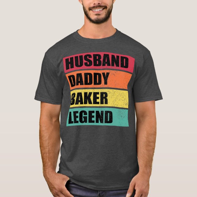Husband Daddy Baker Legend Retro Father's Day  T-Shirt (Vorderseite)