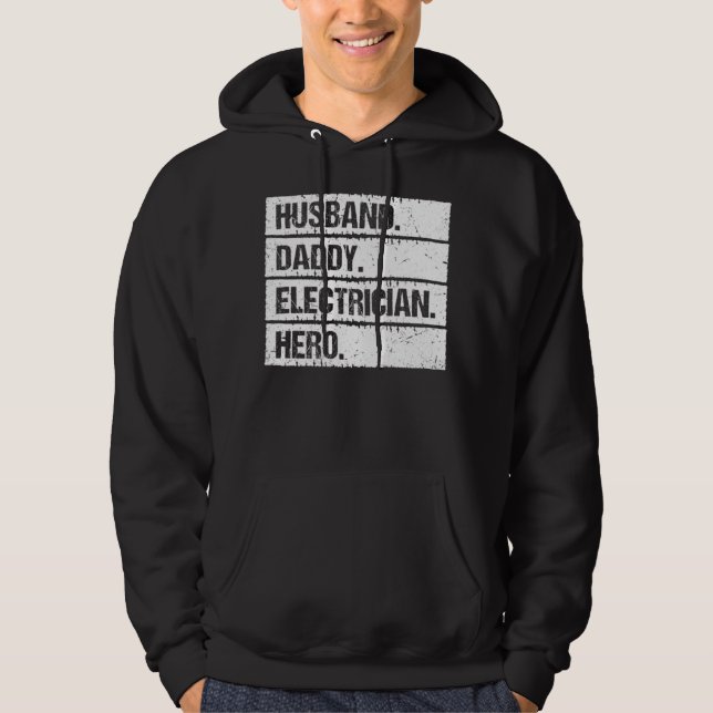 Husband Daddy Electrician Hero Lineman Electrical  Hoodie (Vorderseite)