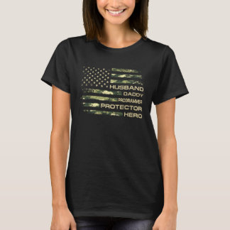 Husband Daddy Programmer Protector Vatertag Camouf T-Shirt