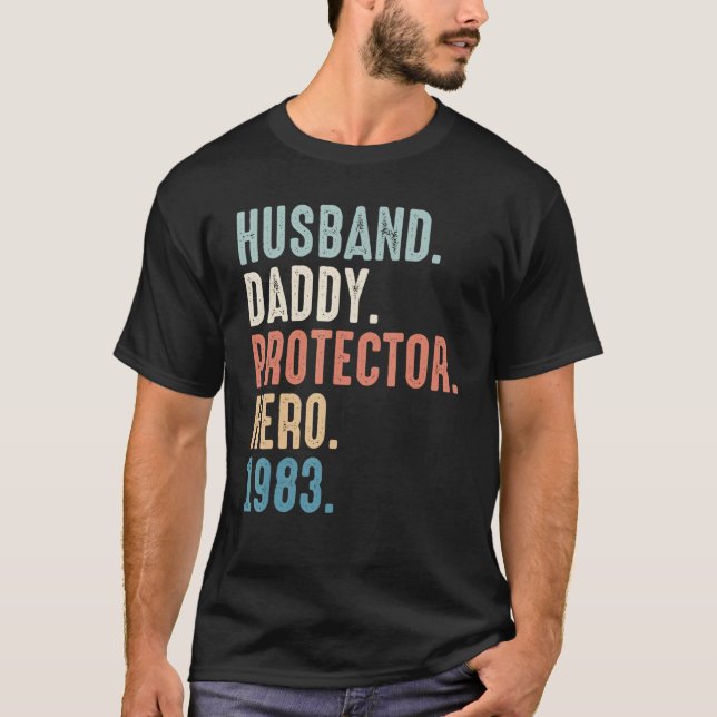 Husband Daddy Protector Hero Bester Vater seit 198 T-Shirt (Vorderseite)