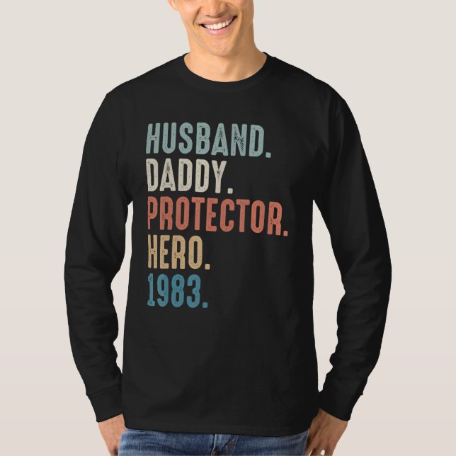 Husband Daddy Protector Hero Bester Vater seit 198 T-Shirt (Vorderseite)
