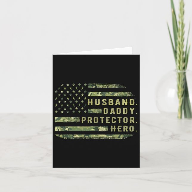 Husband Daddy Protector Hero Fathers Day Camouflag Karte (Vorderseite)