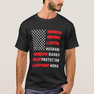 Husband Daddy Protector Hero Fathers Day for Vater T-Shirt