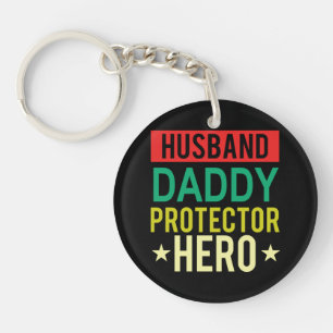 Husband Daddy Protector Hero Fathers Day Funny Gif Schlüsselanhänger