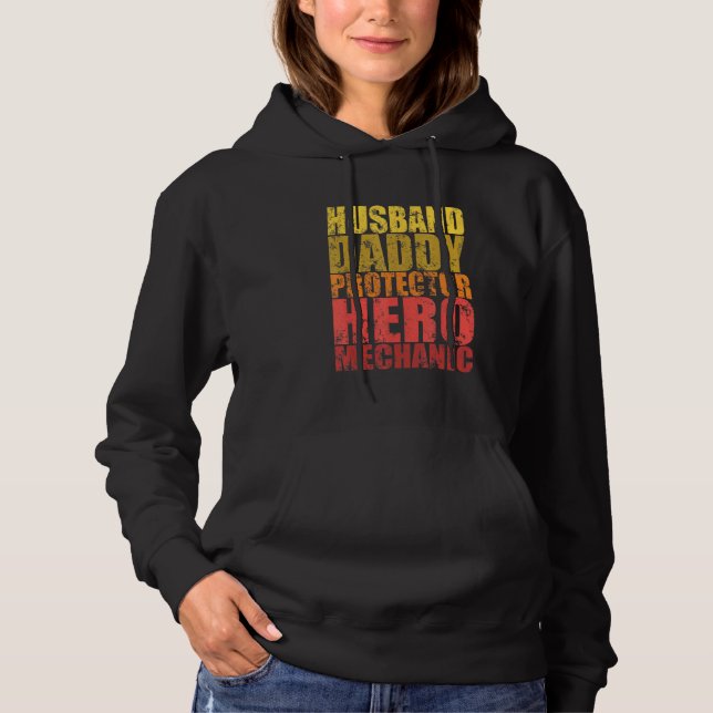 Husband Daddy Protector Hero Mechanic Hoodie (Vorderseite)