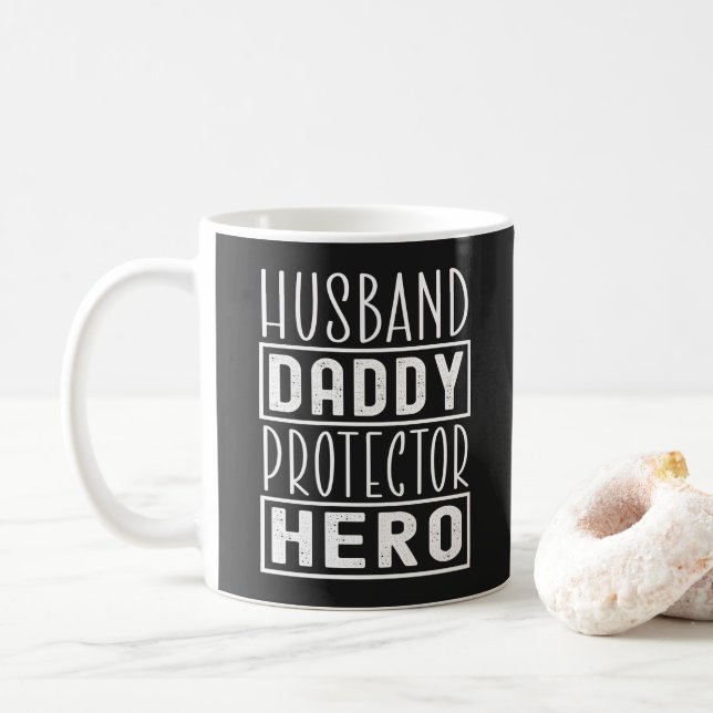 Husband Daddy Protector Hero Veteran Vater Kaffeetasse (Mit Donut)