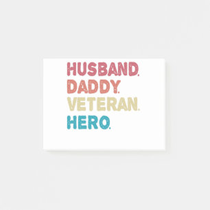 Husband Daddy Veteran Held Funny Cooler Vater Retr Post-it Klebezettel
