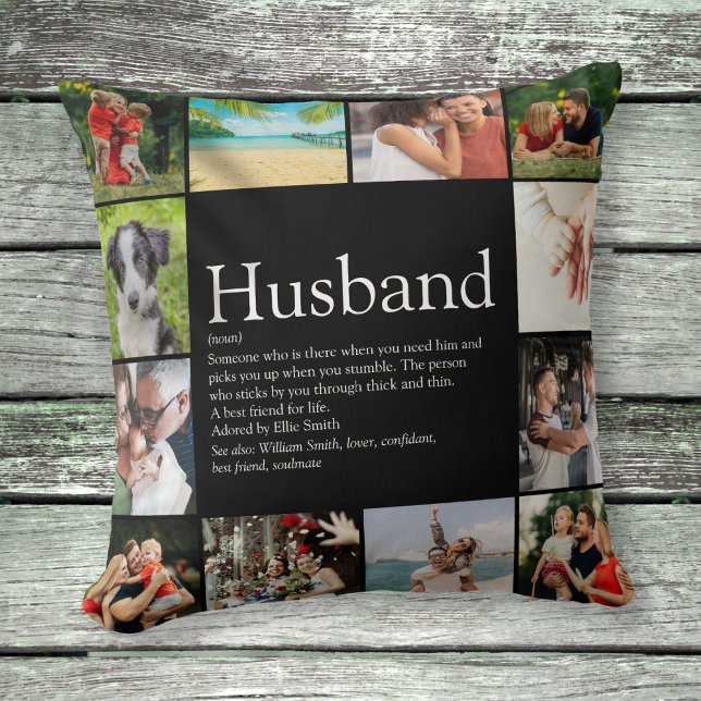 Husband Definition Quote Foto Collage Kissen (Husband Definition Quote Photo Collage Throw Pillow)