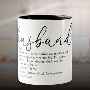 Husband Definition Script-Liebe Herz Zweifarbige Tasse