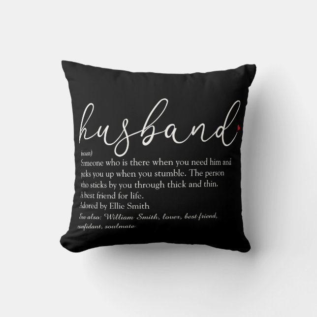 Husband Definition Script Red Liebe Heart Kissen (Vorderseite)