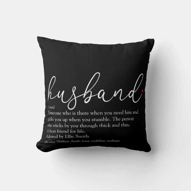 Husband Definition Script Red Liebe Heart Kissen (Vorderseite)