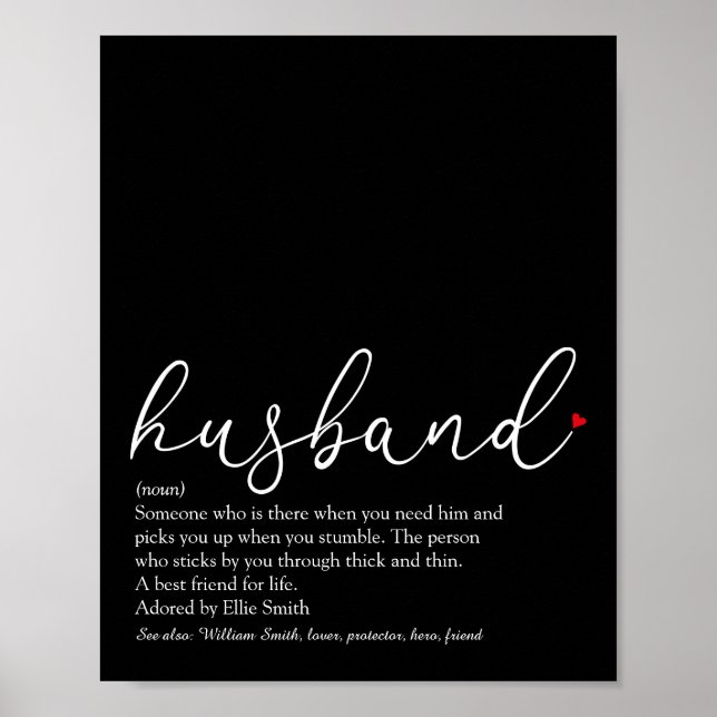 Husband Definition Script Red Liebe Heart Poster (Vorne)
