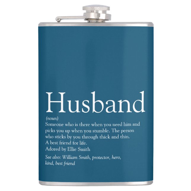 Husband Definition Sprichwort Modernes Cooles Blau Flachmann (Vorderseite)