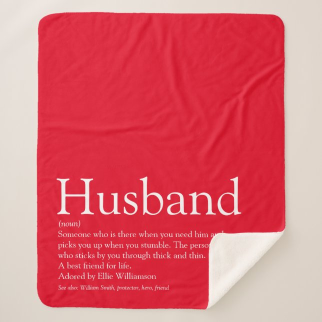Husband Definition Zitat Moderner Spaß Rot Sherpadecke (Vorderseite)