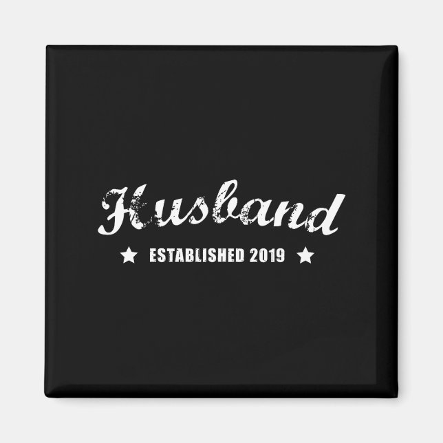 Husband Est 2019 Vintage Wedding Design Magnet (Vorne)