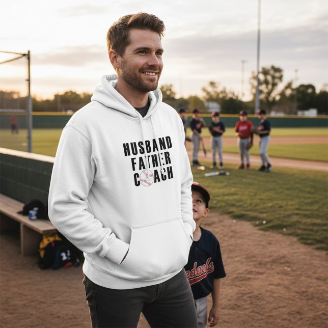 Husband Father Coach Baseball Dad Quote Hoodie (Von Creator hochgeladen)