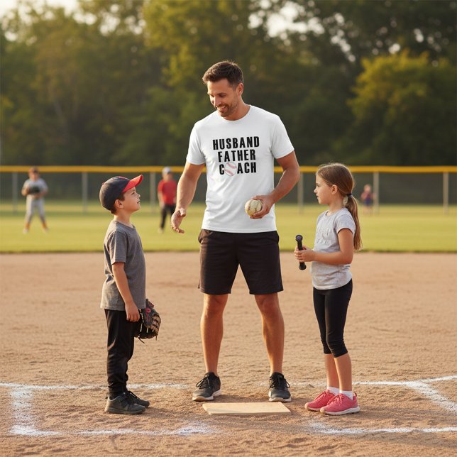 Husband Father Coach Baseball Dad Quote T-Shirt (Von Creator hochgeladen)